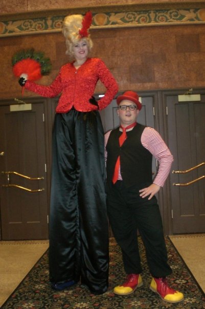 Ginger Stilt Walking at a wedding