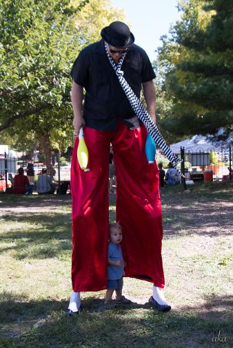 OMG Josh stilt walking at a festival